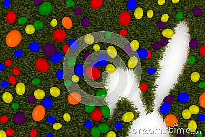 Colorful easter eggs with rabbit symbol Stock Photo